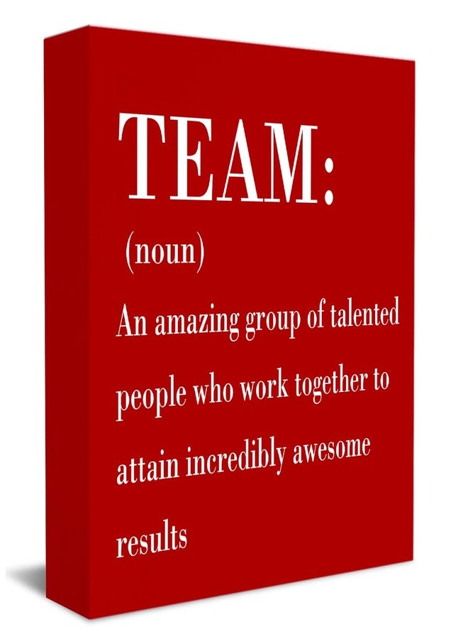 HTBIG Inspirational Team Noun Office Decor Desk Decor Wooden Box Sign, Rustic Black Wood Plaque Box Sign for Home Office Desk Shelf Table Decoration Coworker Gift Team Sign, Red - Image 1